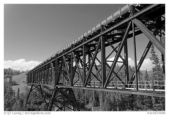 Bridge over Kuskulana river. Wrangell-St Elias National Park (black and white)