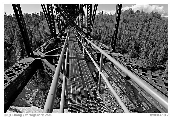 Canyon and river from the Kuskulana bridge. Wrangell-St Elias National Park, Alaska, USA.