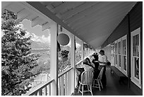 Porch of Kennicott Lodge. Wrangell-St Elias National Park ( black and white)