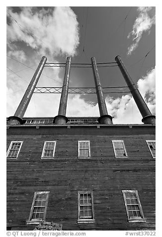 Kennecott power plant and smokestacks. Wrangell-St Elias National Park, Alaska, USA.