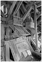 Inside the Kennecott copper concentration plant. Wrangell-St Elias National Park, Alaska, USA. (black and white)