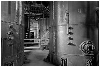 Ammonium leeching facility, Kennecott concentration plant. Wrangell-St Elias National Park, Alaska, USA. (black and white)