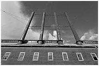 Historic Kennecott power plant and smokestacks. Wrangell-St Elias National Park, Alaska, USA. (black and white)