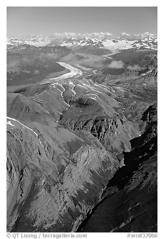 Aerial view of Chitistone Mountains. Wrangell-St Elias National Park, Alaska, USA.