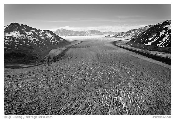 Aerial view of Tana Glacier. Wrangell-St Elias National Park, Alaska, USA.