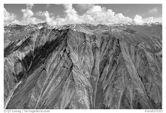 Aerial view of Bonzanza Ridge. Wrangell-St Elias National Park, Alaska, USA.