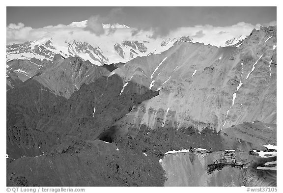 Aerial view of Bonanza Mine on Bonanza Ridge. Wrangell-St Elias National Park, Alaska, USA.