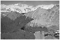 Aerial view of Bonanza Mine on Bonanza Ridge. Wrangell-St Elias National Park ( black and white)