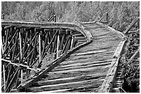 Broken section of Gilahina trestle. Wrangell-St Elias National Park, Alaska, USA. (black and white)