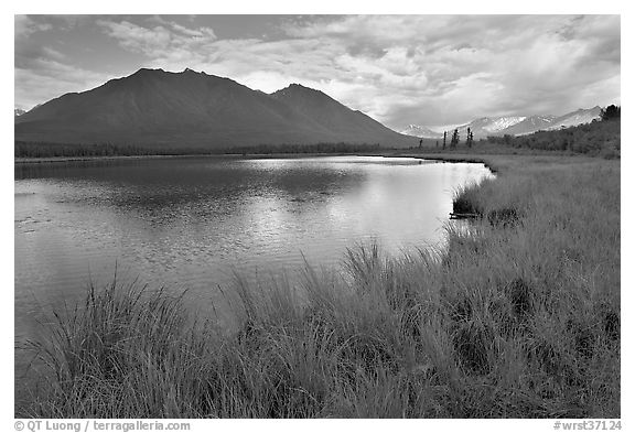 Clearing storm on lake. Wrangell-St Elias National Park, Alaska, USA.