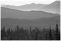 Distant mountain ridges. Wrangell-St Elias National Park, Alaska, USA. (black and white)