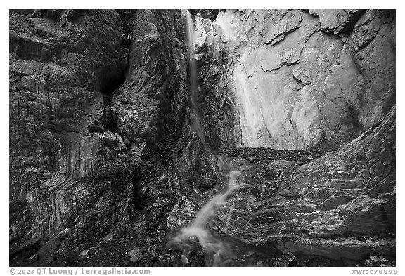 Waterfall at the base of Crystaline Hills. Wrangell-St Elias National Park (black and white)