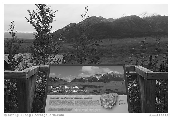 Contact zone interpretive sign, Kennicott. Wrangell-St Elias National Park, Alaska, USA.