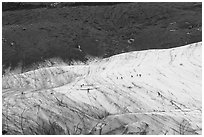 Root Glacier with hikers. Wrangell-St Elias National Park ( black and white)