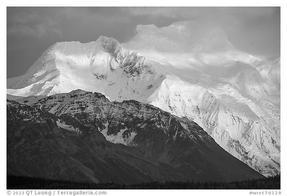 Cloud-capped Mt Blackburn. Wrangell-St Elias National Park, Alaska, USA.