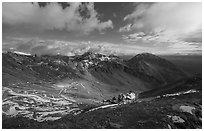 Bonanza Mine and basin from above. Wrangell-St Elias National Park ( black and white)