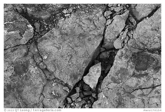 Close-up of rocks with colorful copper minerals. Wrangell-St Elias National Park (black and white)