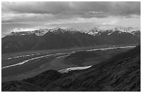 Kennicott Glacier and Wrangell Range at sunset. Wrangell-St Elias National Park ( black and white)