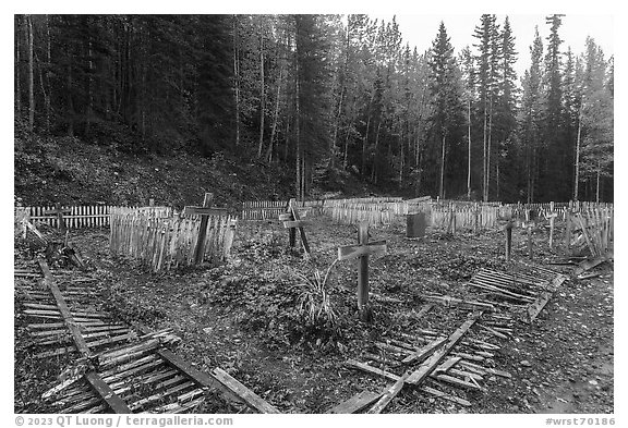 Kennecott cemetery. Wrangell-St Elias National Park (black and white)