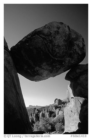 Balanced rock in Grapevine mountains. Big Bend National Park (black and white)