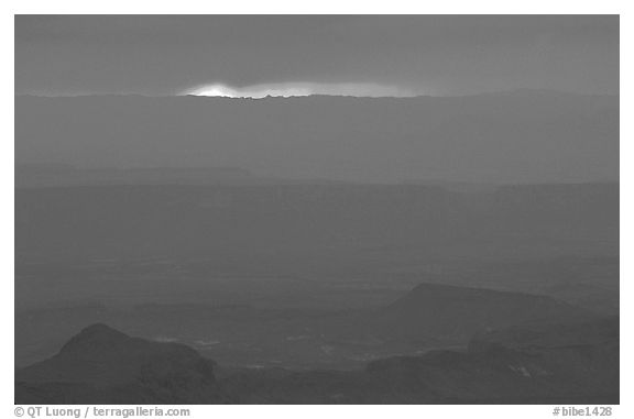 Ray of light at sunset. Big Bend National Park (black and white)
