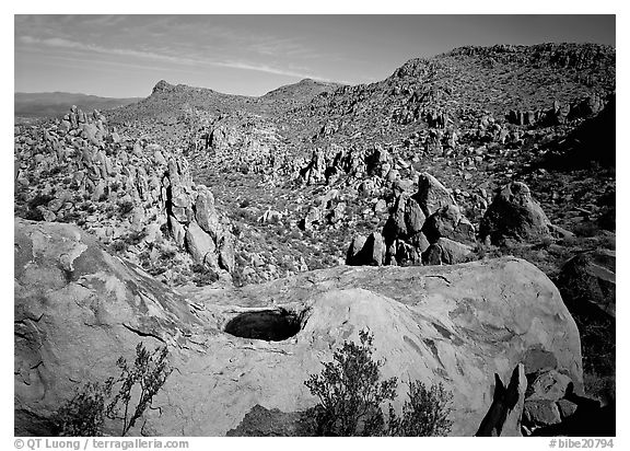 Valley with boulders in Grapevine mountains. Big Bend National Park, Texas, USA.