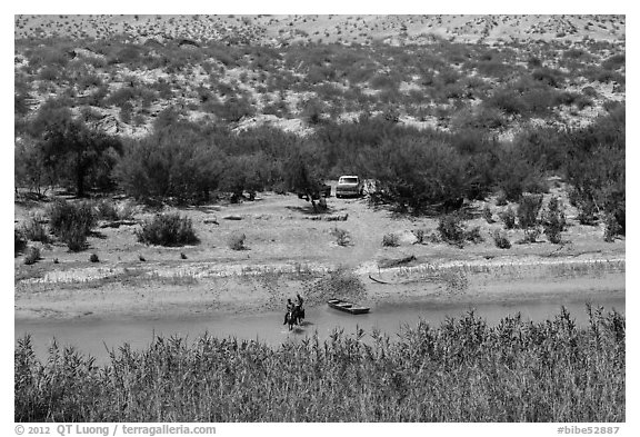 Border crossing. Big Bend National Park (black and white)
