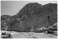 Canoes in Boquillas Canyon. Big Bend National Park, Texas, USA. (black and white)