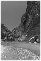 Rio Grande River, Boquillas Canyon. Big Bend National Park, Texas, USA. (black and white)