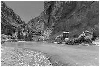 Boquillas Canyon of the Rio Grande River. Big Bend National Park, Texas, USA. (black and white)