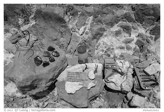 Honor system stand with Boquillas wares. Big Bend National Park (black and white)