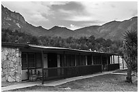 Guestrooms, Chisos Mountain Lodge. Big Bend National Park, Texas, USA. (black and white)