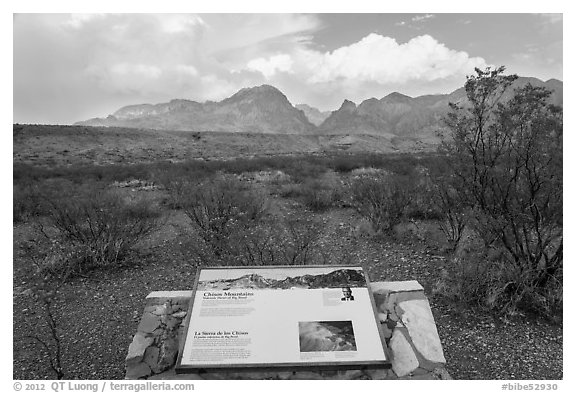 Chisos Mountains interpretative sign. Big Bend National Park, Texas, USA.