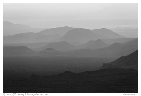 Mountain ridges at sunset. Big Bend National Park (black and white)