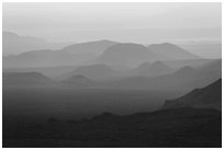 Mountain ridges at sunset. Big Bend National Park, Texas, USA. (black and white)