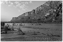 Mesa de Anguilla and Rio Grande River. Big Bend National Park ( black and white)