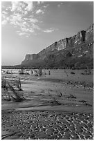 Mud flats, Mesa de Anguilla and Rio Grande River. Big Bend National Park ( black and white)