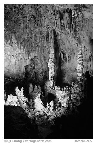 Stalacmites in Big Room. Carlsbad Caverns National Park (black and white)