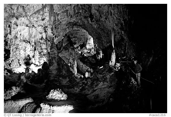 Visitor in large room. Carlsbad Caverns National Park, New Mexico, USA.