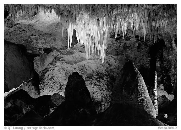 Stalactites in Big Room. Carlsbad Caverns National Park, New Mexico, USA.