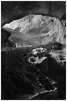 Looking up cave natural entrance. Carlsbad Caverns National Park, New Mexico, USA. (black and white)