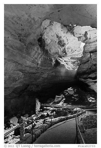 Walkway inside cave and natural entrance. Carlsbad Caverns National Park, New Mexico, USA.