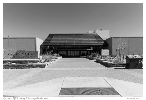 Visitor Center. Carlsbad Caverns National Park (black and white)