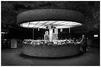 Souvenir shop, Underground rest area. Carlsbad Caverns National Park, New Mexico, USA. (black and white)