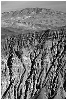 Ubehebe Crater walls and mountains. Death Valley National Park, California, USA. (black and white)