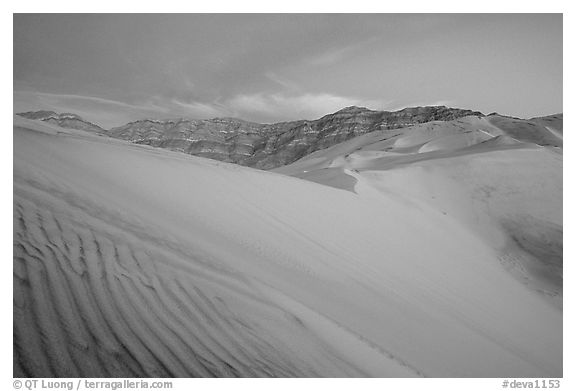 Eureka Dunes, tallest in the park, dusk. Death Valley National Park (black and white)