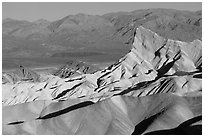 Manly beacon, Zabriskie point, sunrise. Death Valley National Park, California, USA. (black and white)