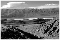 Valley viewed from foothills. Death Valley National Park, California, USA. (black and white)