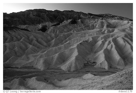 Zabriskie point at dusk. Death Valley National Park (black and white)