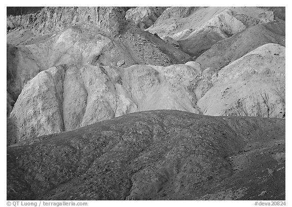 Multicolored mineral deposits, Artist Palette. Death Valley National Park (black and white)